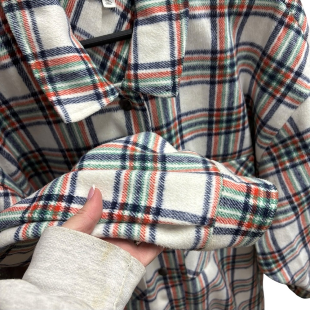 BP Nordstrom Ivory Blue Plaid Wool Blend Shacket Shirt Top Jacket I Size:2X - Picture 4 of 7